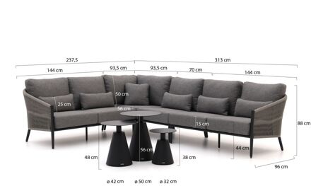 Bellagio Mineo/Tusa hoek loungeset 7-delig links - Laagste prijsgarantie! Zwart