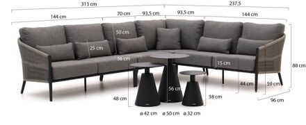 Bellagio Mineo/Tusa hoek loungeset 7-delig rechts - Laagste prijsgarantie! Zwart