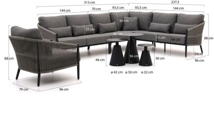 Bellagio Mineo/Tusa hoek loungeset 8-delig rechts - Laagste prijsgarantie! Zwart