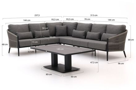 Bellagio Mineo/Usini hoek loungeset 5-delig links - Laagste prijsgarantie! Grijs