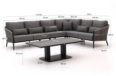 Bellagio Mineo/Usini hoek loungeset 5-delig rechts - Laagste prijsgarantie! Grijs