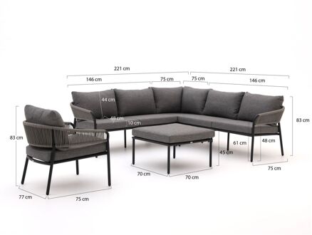 Bellagio Nova Siri hoek loungeset 5-delig - Laagste prijsgarantie! Grijs