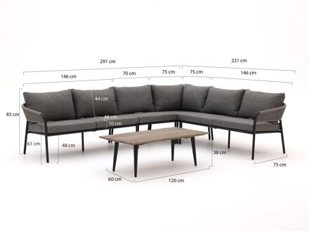 Bellagio Nova Siri/ROUGH-K hoek loungeset 5-delig - Laagste prijsgarantie! Bruin