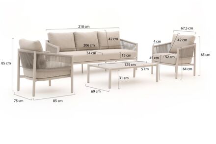 Bellagio Panaro stoel-bank loungeset 4-delig - Laagste prijsgarantie! Taupe