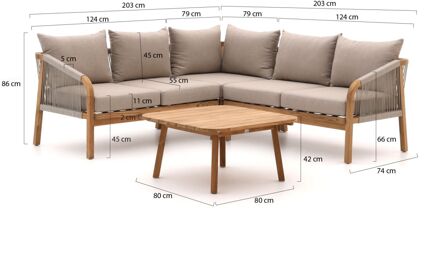 Bellagio Perzano hoek loungeset 4-delig - Laagste prijsgarantie! Bruin