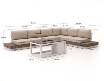 Bellagio Pilago/Cosiraw hoek loungeset 5-delig - Laagste prijsgarantie! Bruin