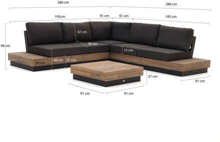 Bellagio Pilago hoek loungeset 4-delig - Laagste prijsgarantie! Grijs