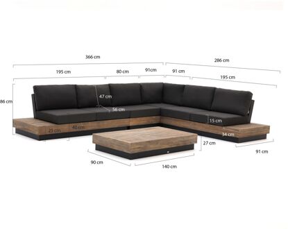 Bellagio Pilago hoek loungeset 5-delig - Laagste prijsgarantie! Bruin
