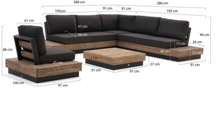 Bellagio Pilago hoek loungeset 5-delig - Laagste prijsgarantie! Grijs