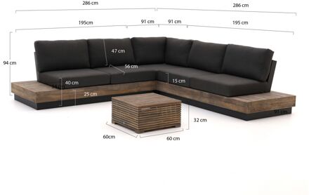 Bellagio Pilago/ROUGH-C hoek loungeset 4-delig - Laagste prijsgarantie! Bruin