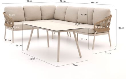 Bellagio Pinerolo dining loungeset 3-delig links - Laagste prijsgarantie! Taupe