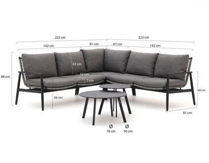 Bellagio Pizzoli/Bovezzo hoek loungeset 5-delig - Laagste prijsgarantie! Grijs