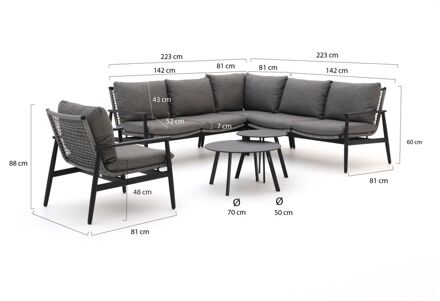 Bellagio Pizzoli/Bovezzo hoek loungeset 6-delig - Laagste prijsgarantie! Grijs