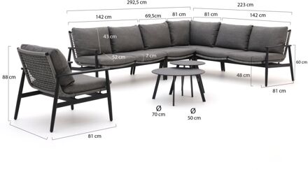 Bellagio Pizzoli/Bovezzo hoek loungeset 7-delig - Laagste prijsgarantie! Grijs