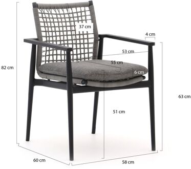 Bellagio Pizzoli/La Fonte 160cm dining tuinset 5-delig stapelbaar - Laagste prijsgarantie! Zwart