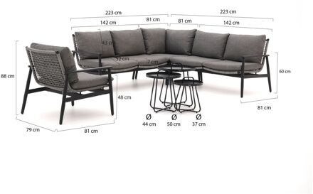 Bellagio Pizzoli/Pito hoek loungeset 7-delig - Laagste prijsgarantie! Grijs