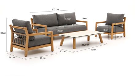 Bellagio Seiano stoel-bank loungeset 4-delig - Laagste prijsgarantie! Bruin