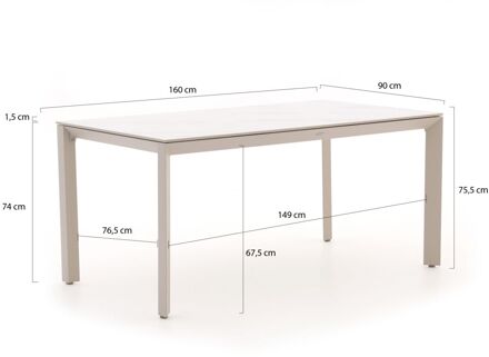 Bellagio Sestino dining tuintafel 160x90cm - Laagste prijsgarantie! Taupe