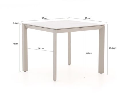 Bellagio Sestino dining tuintafel 90x90cm - Laagste prijsgarantie! Taupe