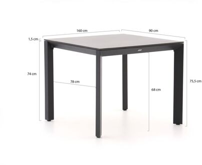Bellagio Sestino dining tuintafel 90x90cm - Laagste prijsgarantie! Zwart