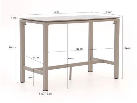 Bellagio Trecenta bartafel 150x75x105cm - Laagste prijsgarantie! Taupe