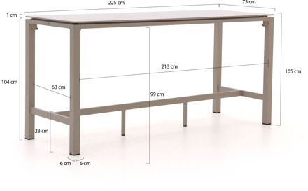 Bellagio Trecenta bartafel 225x75x105cm - Laagste prijsgarantie! Taupe