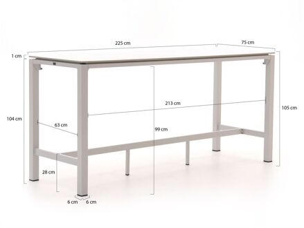 Bellagio Trecenta bartafel 225x75x105cm - Laagste prijsgarantie! Wit