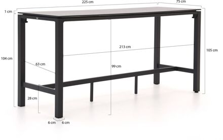 Bellagio Trecenta bartafel 225x75x105cm - Laagste prijsgarantie! Zwart