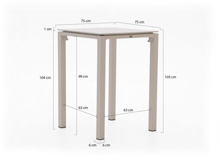 Bellagio Trecenta bartafel 75x75x105cm - Laagste prijsgarantie! Taupe