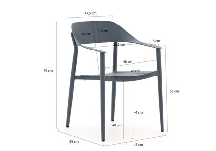 Bellagio Valli/Santa Severina ø150cm dining tuinset 6-delig stapelbaar - Laagste prijsgarantie! Bruin