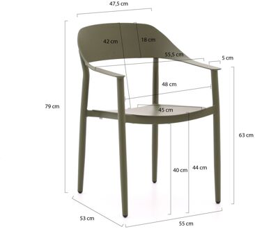 Bellagio Valli/Sora 90cm dining tuinset 5-delig stapelbaar - Laagste prijsgarantie! Wit