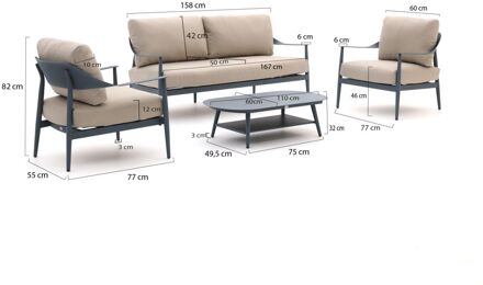 Bellagio Valli stoel-bank loungeset 4-delig - Laagste prijsgarantie! Blauw