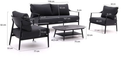 Bellagio Valli stoel-bank loungeset 4-delig - Laagste prijsgarantie! Grijs