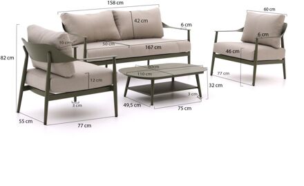 Bellagio Valli stoel-bank loungeset 4-delig - Laagste prijsgarantie! Groen