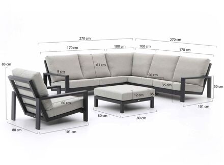 Bellagio Vezzano hoek loungeset 5-delig - Laagste prijsgarantie! Grijs