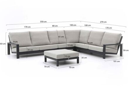 Bellagio Vezzano hoek loungeset 5-delig - Laagste prijsgarantie! Grijs