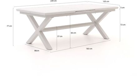 Bellagio Viadana dining tuintafel uitschuifbaar 220/280x105x77cm - Laagste prijsgarantie! Wit