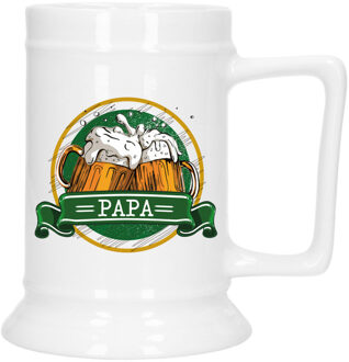 Bellatio Decoration Cadeau Bierpul voor papa - groen - keramiek - 530 ml - Vaderdag