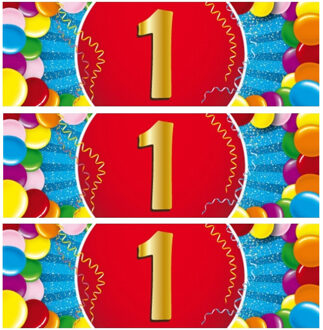Bellatio Decorations 1 jaar leeftijd sticker - 10x - 19 x 6 cm - verjaardag - jubileum - versiering