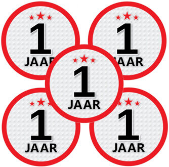 Bellatio Decorations 1 jaar leeftijd sticker - 10x - rond - Dia 15 cm - 1 jaar verjaardag - jubileum - leeftijd versierin