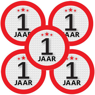 Bellatio Decorations 1 jaar leeftijd sticker - 10x - rond - Dia 9 cm - 1 jaar verjaardag - jubileum - leeftijd versiering