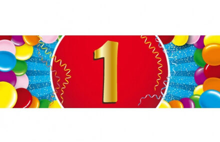Bellatio Decorations 1 jaar leeftijd sticker - 19 x 6 cm - verjaardag - jubileum - versiering