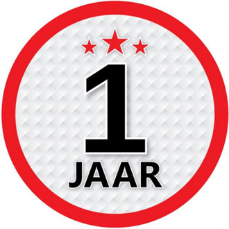Bellatio Decorations 1 jaar leeftijd sticker - rond - Dia 15 cm - 1 jaar verjaardag - jubileum - leeftijd versiering Multi