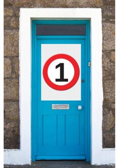 Bellatio Decorations 1 jaar verjaardag deur en raam versiering poster - 59 x 84 cm - leeftijd feestartikelen Multi