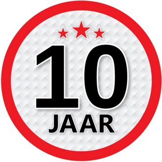 Bellatio Decorations 10 jaar leeftijd sticker rond 15 cm - 10 jaar verjaardag/jubileum versiering