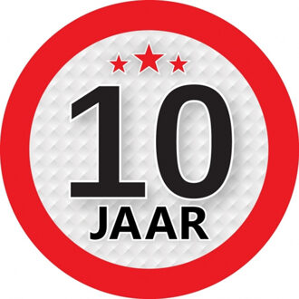 Bellatio Decorations 10 jaar leeftijd sticker rond 9 cm - 10 jaar verjaardag/jubileum versiering