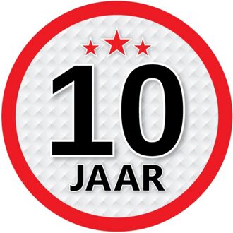 Bellatio Decorations 10 jaar leeftijd sticker - rond - Dia 15 cm - 10 jaar verjaardag/jubileum/leeftijd versiering