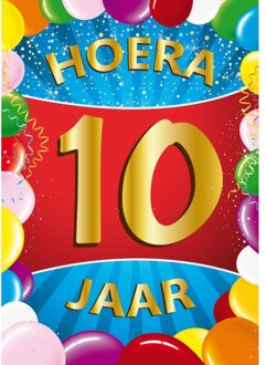 Bellatio Decorations 10 jaar mega deurposter 59 x 84 cm leeftijd verjaardag feestartikelen - Feestposters Multikleur