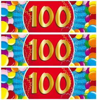 Bellatio Decorations 100 jaar leeftijd sticker - 10x - 19 x 6 cm - 100 jaar verjaardag - jubileum - versiering