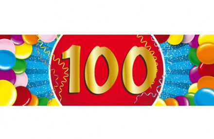 Bellatio Decorations 100 jaar leeftijd sticker - 19 x 6 cm - 100 jaar verjaardag - jubileum - versiering Multi